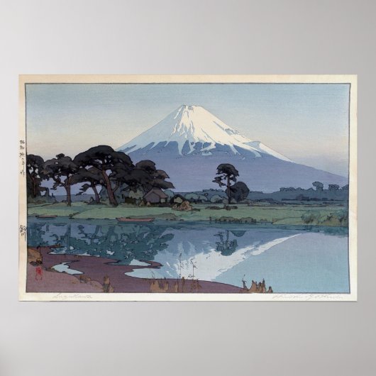 富 山 川, Mt.Fuji, Suzukawa, Yoshida, Woodcut Poster (Voorkant)