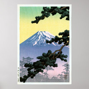 富 山, Mount Fuji, Hasui Kawase, Woodcut Poster