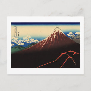 山 白, 北 斎 Thunder en de berg Fuji, Hokusai, Ukiyo-e Briefkaart