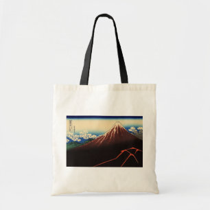 山 白, 北 斎 Thunder en de berg Fuji, Hokusai, Ukiyo-e Tote Bag