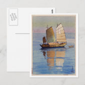帆 船 日, Sailing Boats Evening Glow, Hiroshi Yoshida Briefkaart (Voorkant / Achterkant)