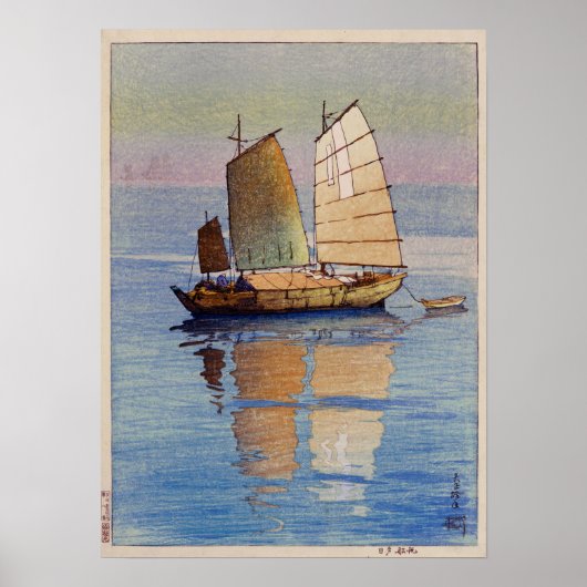 帆 船 日, Sailing Boats Evening Glow, Hiroshi Yoshida Poster (Voorkant)