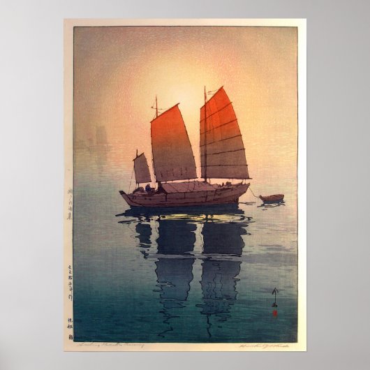 帆 船 朝, Sailing Boats Morning, Hiroshi Yoshida Poster (Voorkant)