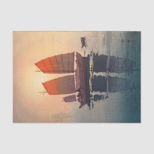 帆 船 朝 Sailing Boats Morning, Hiroshi Yoshida Tissuepapier