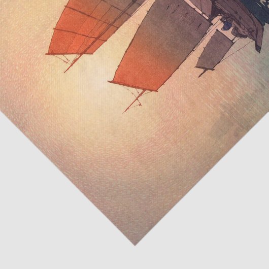 帆 船 朝 Sailing Boats Morning, Hiroshi Yoshida Tissuepapier (Detail)