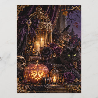 幻想的なゴシックハロウィン メニューカード MENU