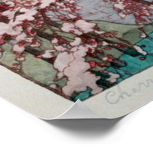 弘 城 桜, torenbloesems in Hirosaki, Yoshida Poster (Hoek)