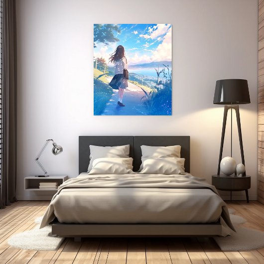 後ろ姿JKアートパネル|寿司娘 Art Panel GenerativeAI Canvas Afdruk