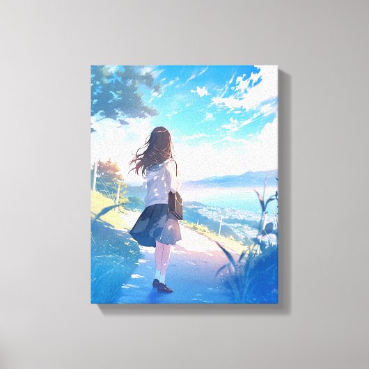 後ろ姿JKアートパネル|寿司娘 Art Panel GenerativeAI Canvas Afdruk (Voorkant)