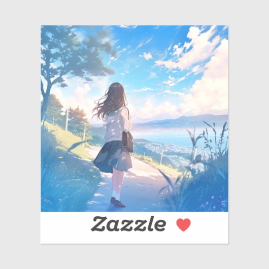 後ろ姿JKシール|寿司娘 GenerativeAI Sticker (Vel)