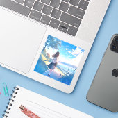 後ろ姿JKシール|寿司娘 GenerativeAI Sticker (Laptop met iPhone)