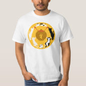 御守六猫 Tシャツ (白・黒) T-SHIRT (Voorkant)