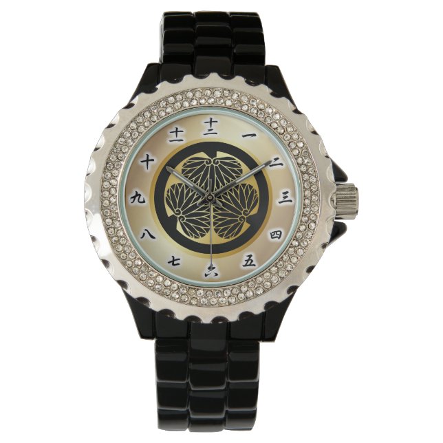 徳 川 紋, Tokugawa KAMON, Japanse familiekust Horloge (Voorkant)