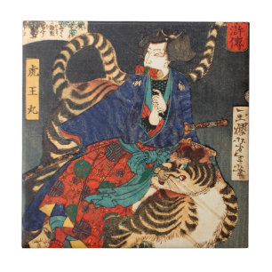 忍 者 虎, 芳 年 Ninja Hero & Tiger, Yoshitoshi, Ukiyo-e Tegeltje