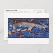 怪 鮫,国 Monster Shark, Kuniyoshi, Ukiyo-e Briefkaart (Voorkant / Achterkant)