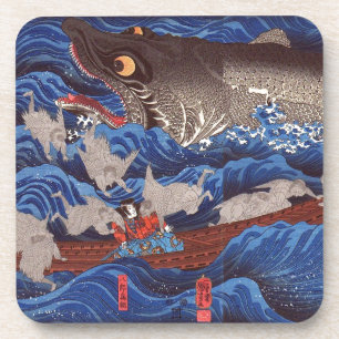怪 鮫,国 Monster Shark, Kuniyoshi, Ukiyo-e Onderzetter