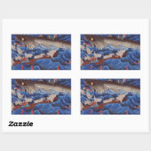 怪 鮫,国 Monster Shark, Kuniyoshi, Ukiyo-e Rechthoekige Sticker (Vel)