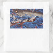怪 鮫,国 Monster Shark, Kuniyoshi, Ukiyo-e Rechthoekige Sticker (Tas)