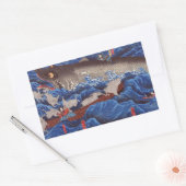 怪 鮫,国 Monster Shark, Kuniyoshi, Ukiyo-e Rechthoekige Sticker (Envelop)