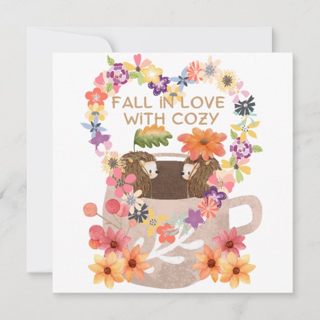 恋に落ちるハリネズミフラットカード (Voorkant)