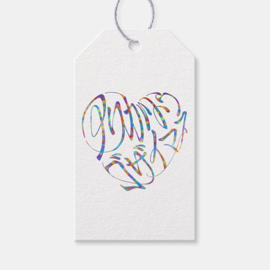 感謝のココロ Thank you 多言語17国語 字抜きカラフル Cadeaulabel (Voorkant)