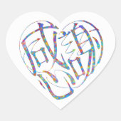 感謝のココロ Thank you 多言語17国語 字抜きカラフル Hart Sticker (Voorkant)