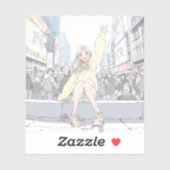 手を振るJKシール|寿司娘 Seal GenerativeAI Sticker (Vel)