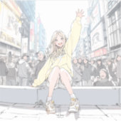 手を振るJKシール|寿司娘 Seal GenerativeAI Sticker (Voorkant)