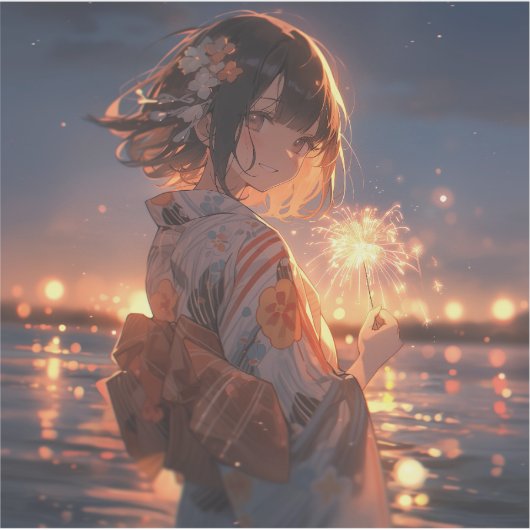 手持ち花火/Hand held fireworks | 東京娘 GenerartiveAI シール Sticker (Voorkant)