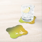 折鶴と紗綾形紋様(金地に紺青色)のペーパーコースター KARTONNEN ONDERZETTERS (Insitu)