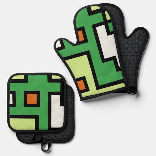 抽象画 モダン レトロ mapper #1 ovenwant & pannenlap set (Voorkant / Achterkant)