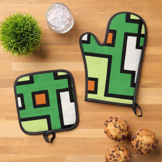 抽象画　モダン　レトロ　mapper #1 ovenwant & pannenlap set (Top down)