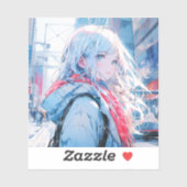 振り返り銀髪美人 | 東京娘 GenerativeAI Seal Sticker (Vel)