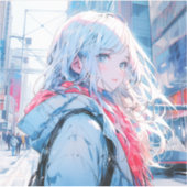 振り返り銀髪美人 | 東京娘 GenerativeAI Seal Sticker (Voorkant)