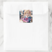 教室にいる猫耳の少女 VIERKANTE STICKER (Tas)