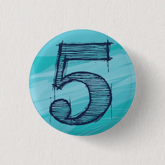 【数字】5バッチ（水色） RONDE BUTTON 3,2 CM (Voorkant)