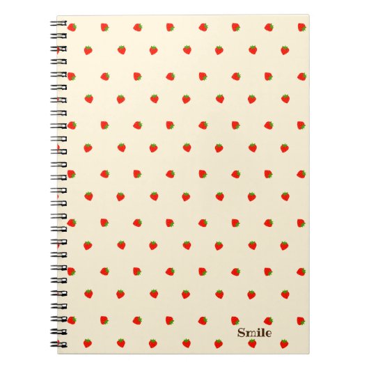 文字　カスタム　いちご　アイボリー　  ノートブック NOTITIEBOEK (Voorkant)