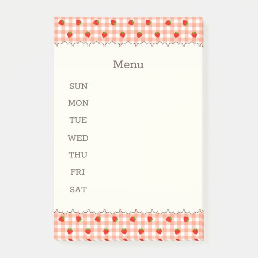 文字　カスタム　いちご＆チェック（オレンジ） ポストイット POST-IT® NOTES (Voorkant)