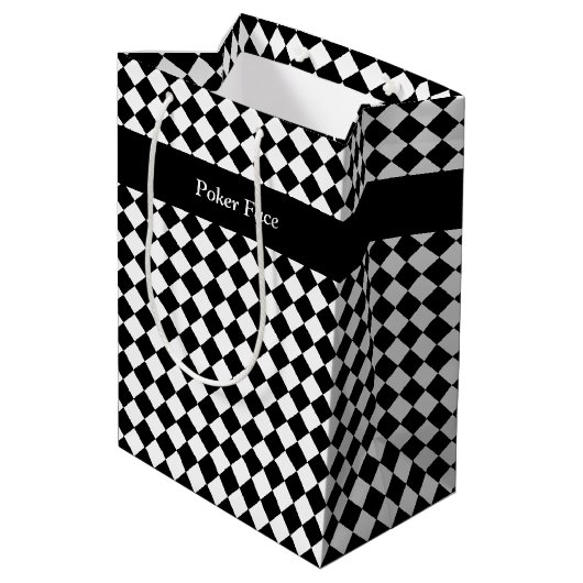 文字　カスタム　チェック（ブラック×ホワイト）  MEDIUM CADEAUZAKJE (Achterkant Gekanteld)