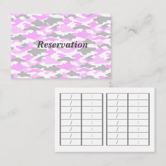 文字　カスタム　迷彩（ピンク）    予約カード AFSPRAKENKAARTJE (Voorkant / Achterkant)