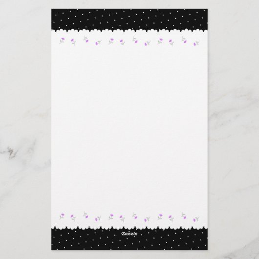 文字　カスタム　野ばら＆ドット（ブラック）    便箋 BRIEFPAPIER (Achterkant)