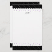 文字　カスタム　野ばら＆ドット（ブラック）    便箋 BRIEFPAPIER (Voorkant / Achterkant)