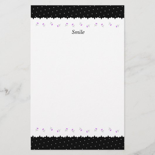 文字　カスタム　野ばら＆ドット（ブラック）    便箋 BRIEFPAPIER (Voorkant)