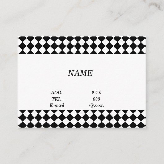 文字　白紙　カスタム　チェック（ブラック×ホワイト） 名刺 VISITEKAARTJE (Voorkant)