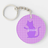 文字　電話番号　カスタム　CAT＆チェック（ピンク）   SLEUTELHANGER (Voorkant)