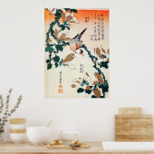 文 鳥 コ シ, 北 Sparrow, Kobushi Hokusai Poster (Keuken)