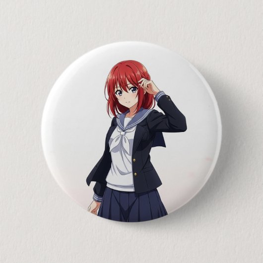 日本のアニメ風女子キャラクター RONDE BUTTON 5,7 CM (Voorkant)