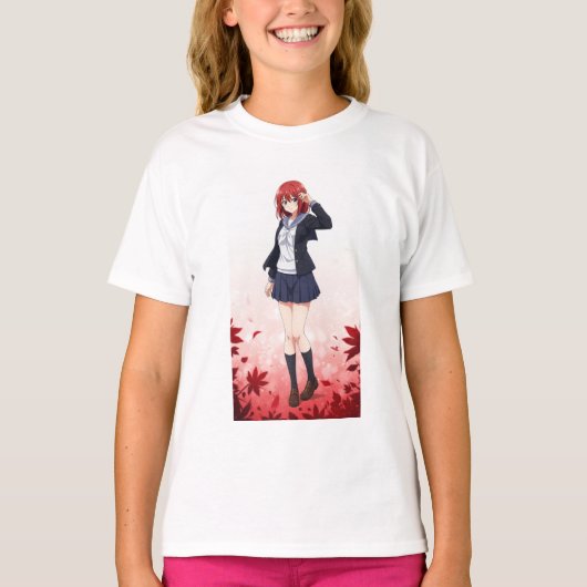 日本のアニメ風女子キャラクター T-SHIRT (Voorkant)