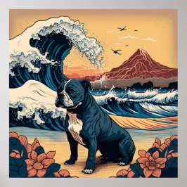 日本の伝統的なヴィンテージデザインを使用したアート作品　フレンチブルドッグ犬 POSTER