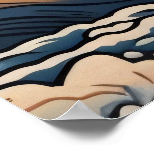 日本の伝統的なヴィンテージデザインを使用したアート作品 躍動感のある波と犬 POSTER (Hoek)